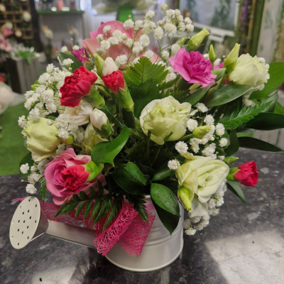 Vintage Bloom Jug - A quaint and charming arrangement of soft pink and white flowers, arranged in a decorative jug. A perfect blend of rustic charm and floral beauty, making it ideal for farmhouse-style décor or heartfelt gifting.